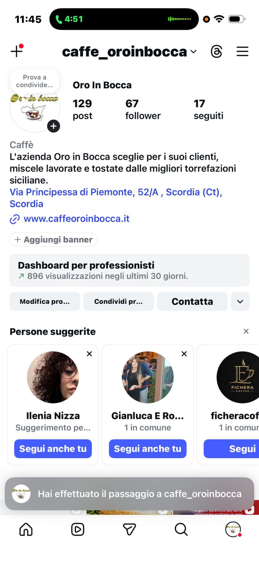 Caffè Oro In Bocca — Social